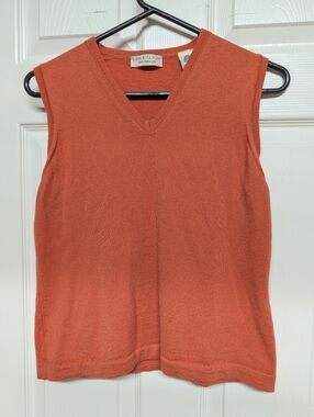 Lord & Taylor Women’s Vintage Merino Wool Sweater Vest Size L Italy Orange